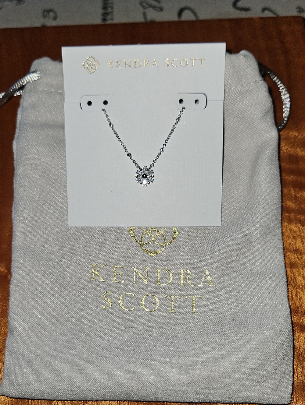 Kendra Scott Silver Mylah Flower Pendant Necklace - Clear Stone